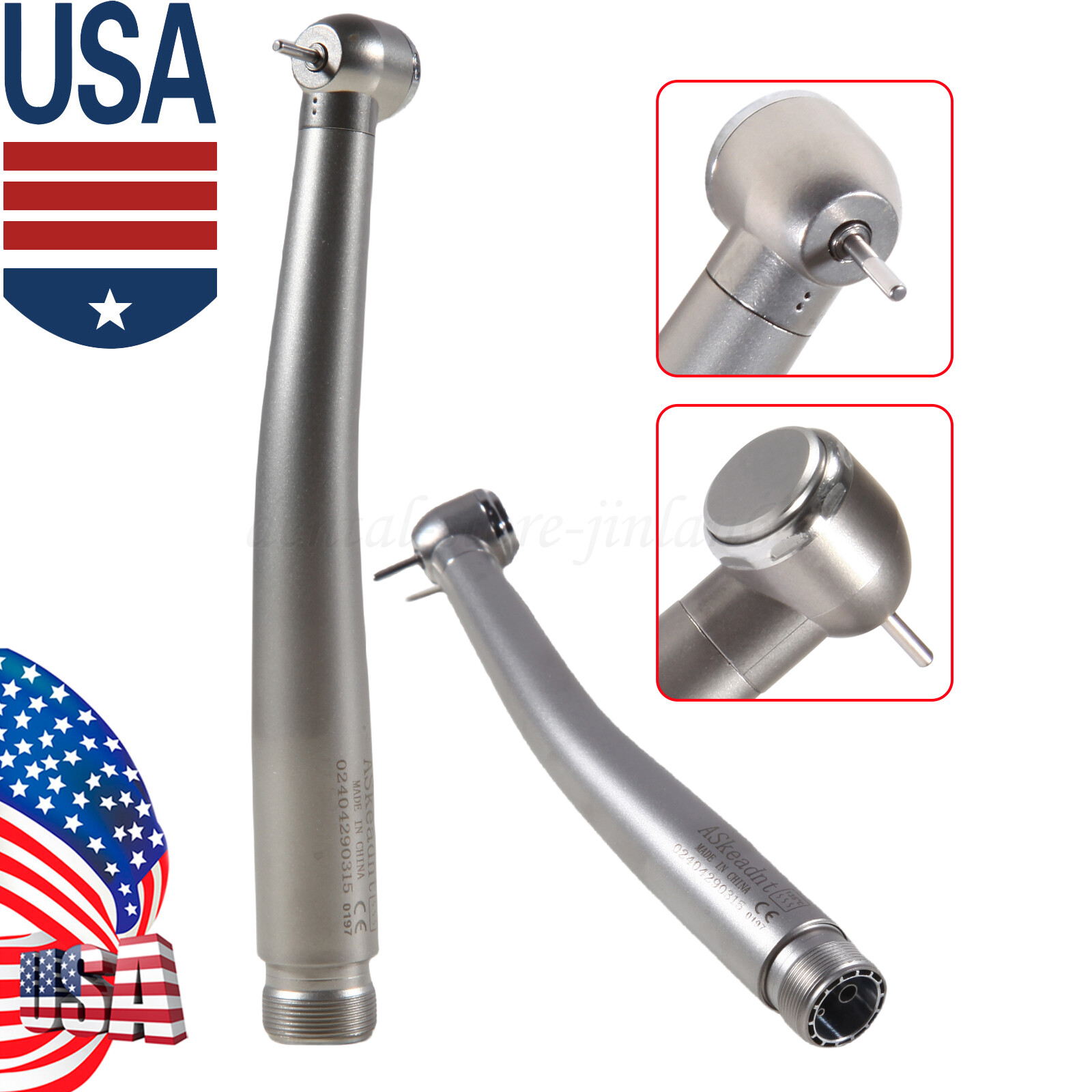 1/10 USA Dental Fiber Optic High Speed Handpiece 2/4H LED E-generator