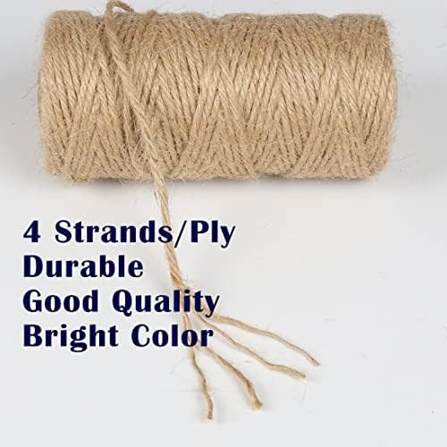 PerkHomy Jute Twine String 3mm 328Ft Natural Thin Ribbon for Craft, Gardening, W