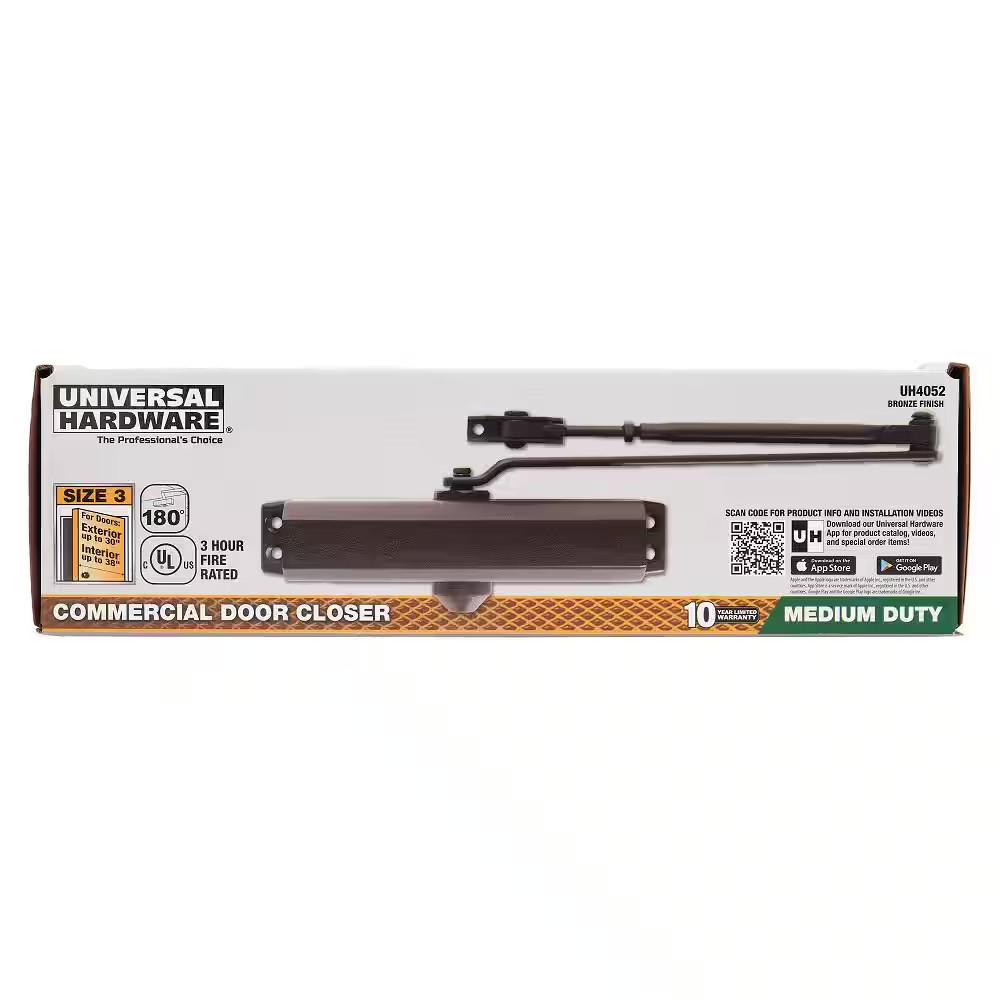 Size 3 Medium Duty Commercial Door Closer – Standard, Parallel, Top Mount – UL 3