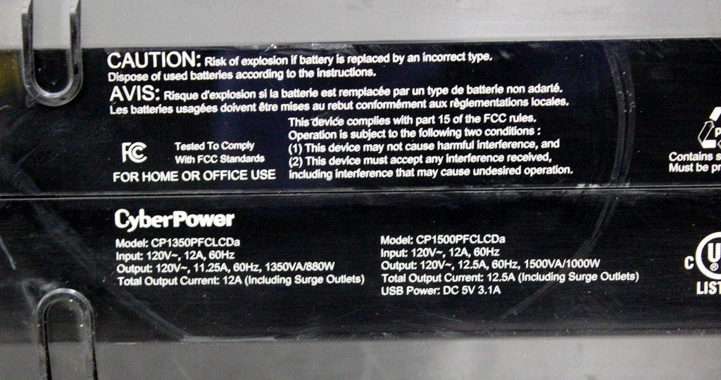 CyberPower CP1500PFCLCDa Battery Backup 120V 50/60Hz IT Equipment (3377836)
