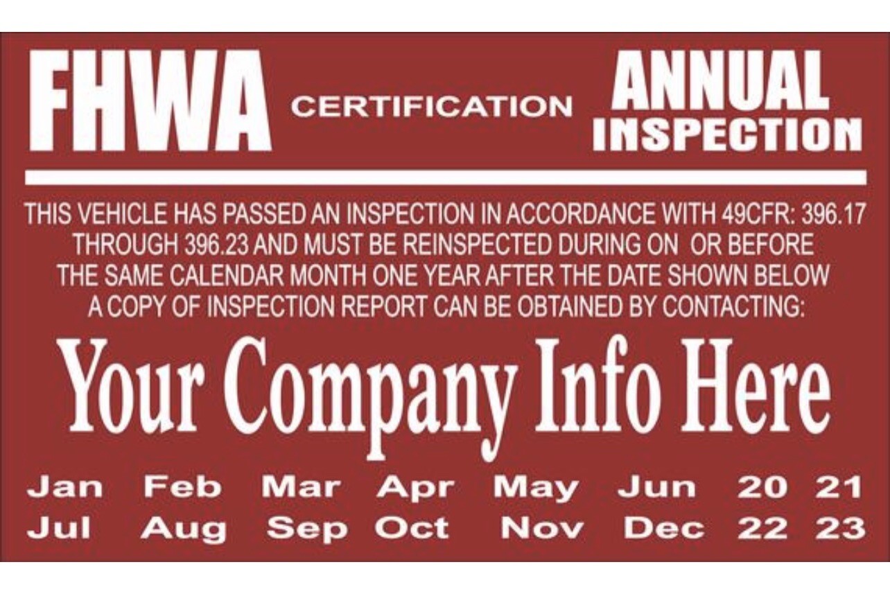 FHWA DOT Annual Inspections Labels Set Of 50 Decals 5” Wide X 3” High