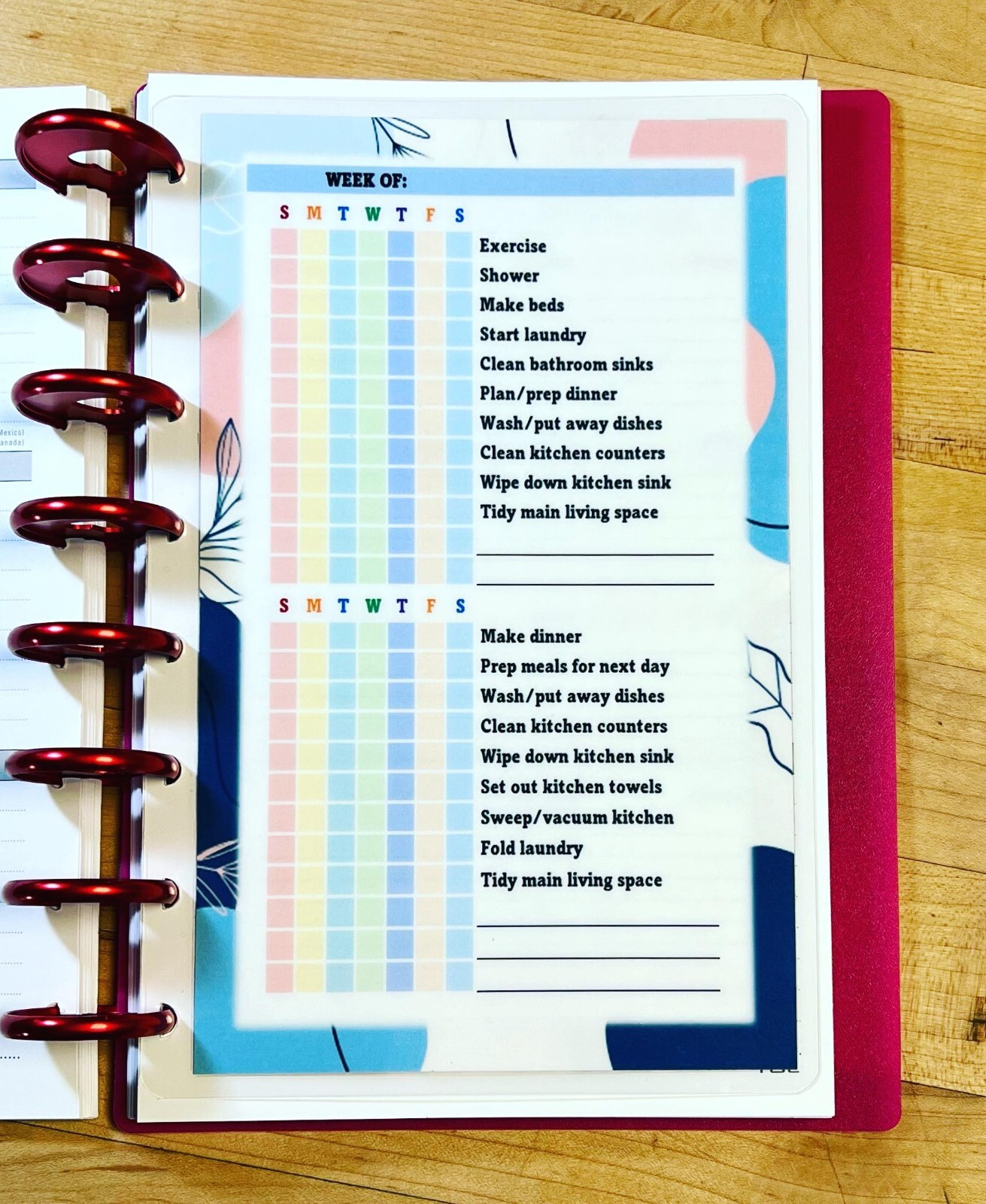 Daily Habits Personal Goals DASHBOARD for use with the TUL/Arc (8 disc) Planner