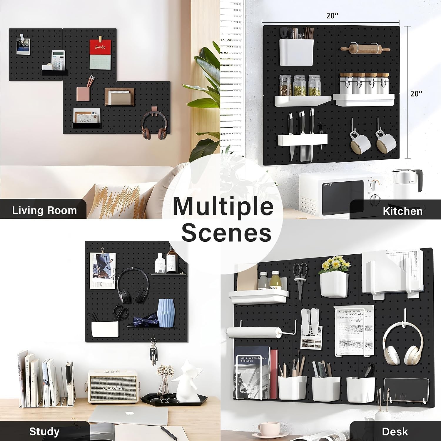 Strong & Lightweight Black Pegboard Wall Organizer Panels for Crafts & Tools
