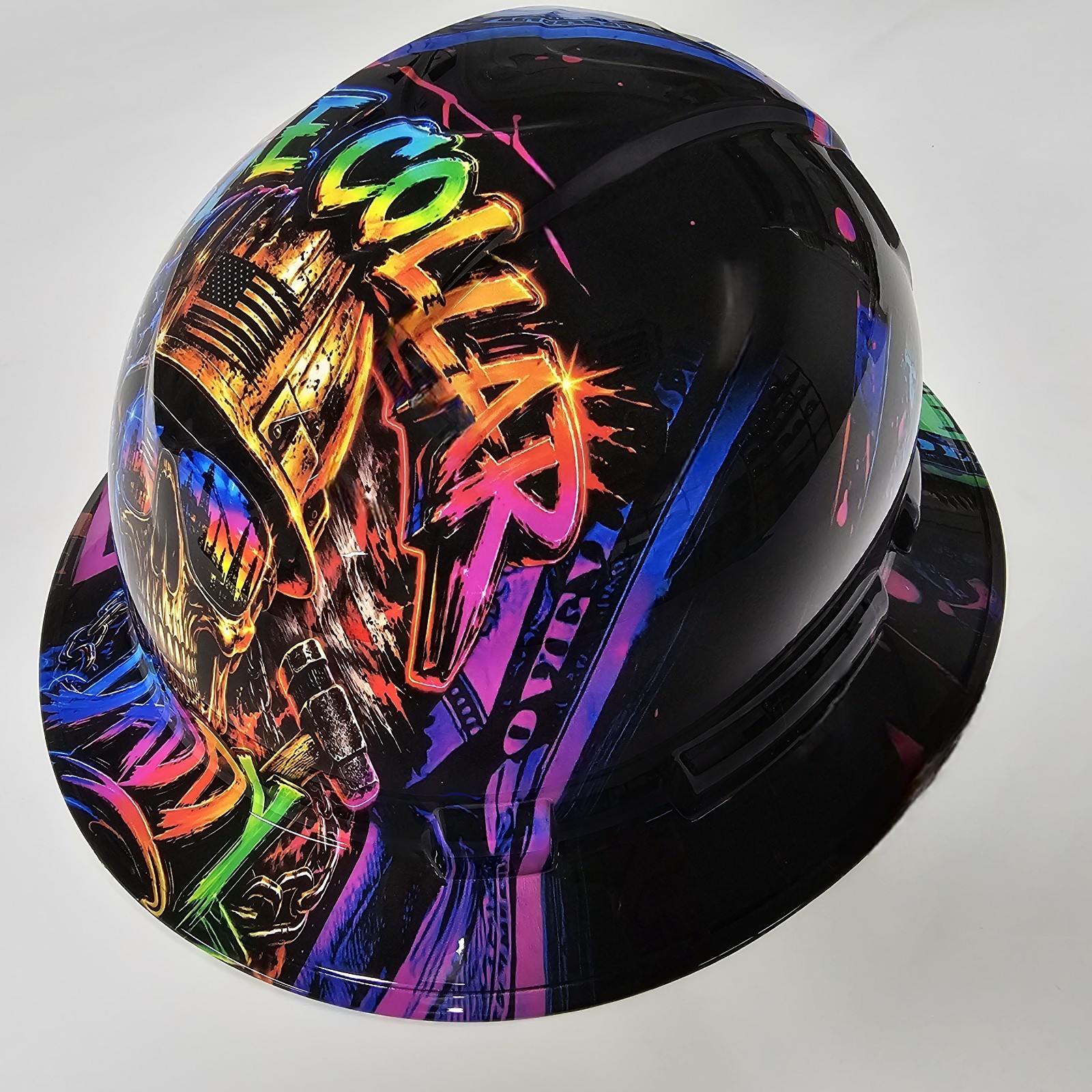 full brim hard hat custom hydro dipped IN BLUE COLLAR DADDY BAD ASS EDITION NEW