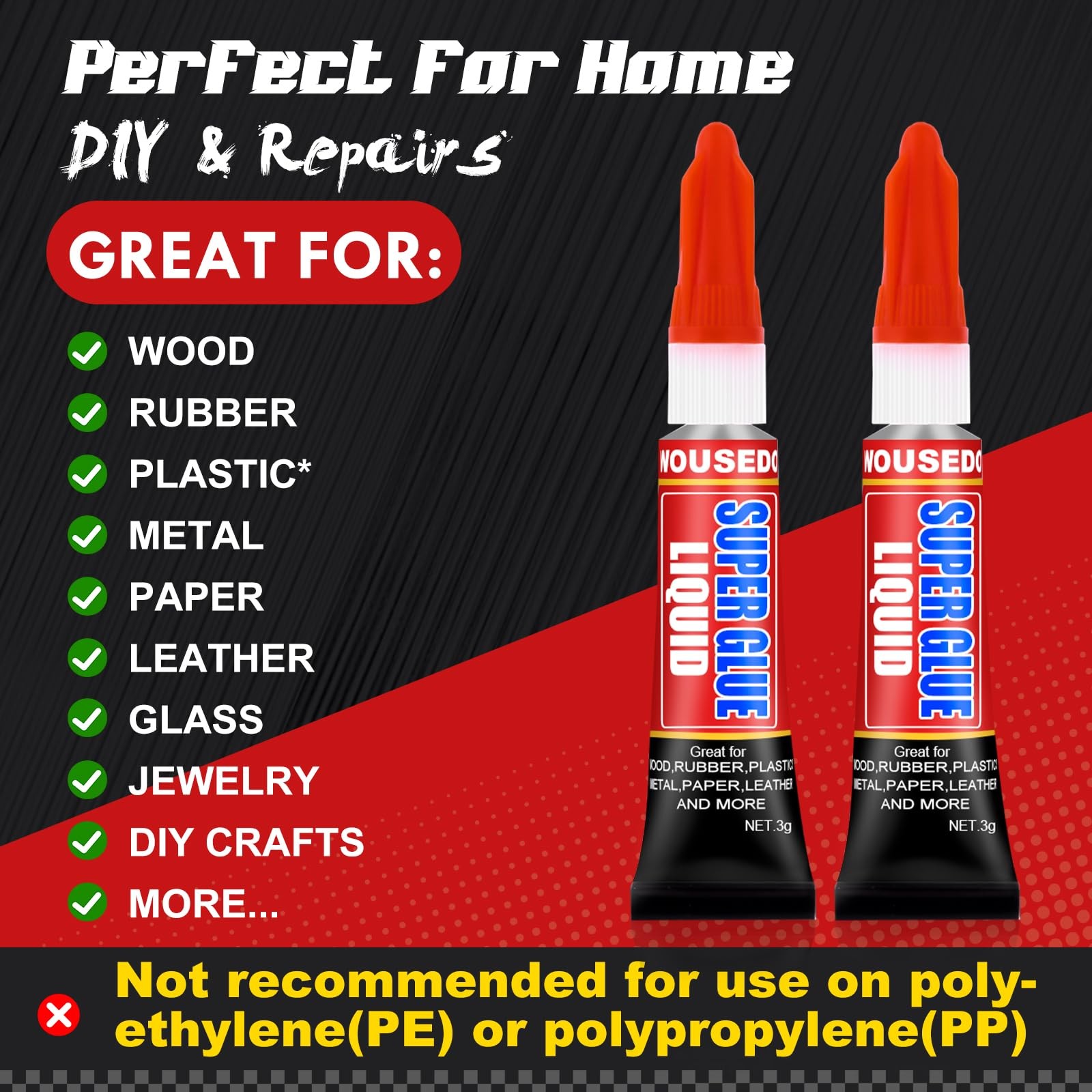 12 X 3g Super Glue Liquid, Fast Drying All-Purpose Pack of 12, Clear