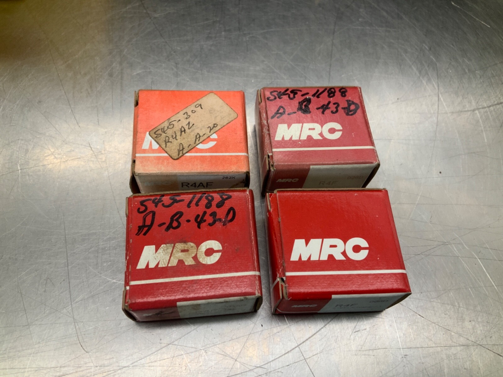 (4) MRC R4F Radial/Deep Groove Ball Bearing – Round Bore, 0.2500 in ID