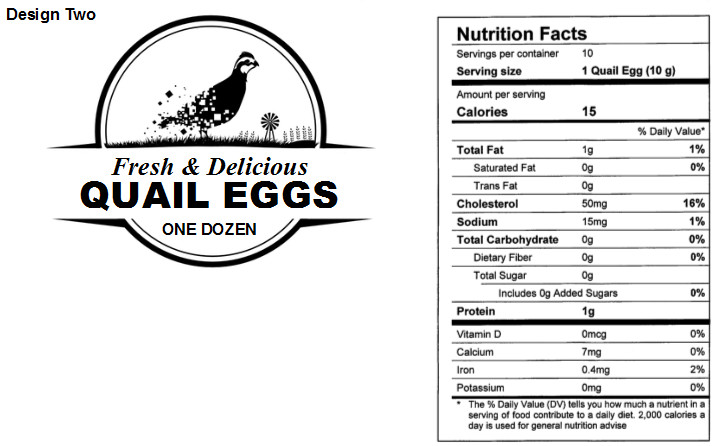 QUAIL EGG CARTON LABELS 25/LABELS (CARTON NOT INCLUDED)