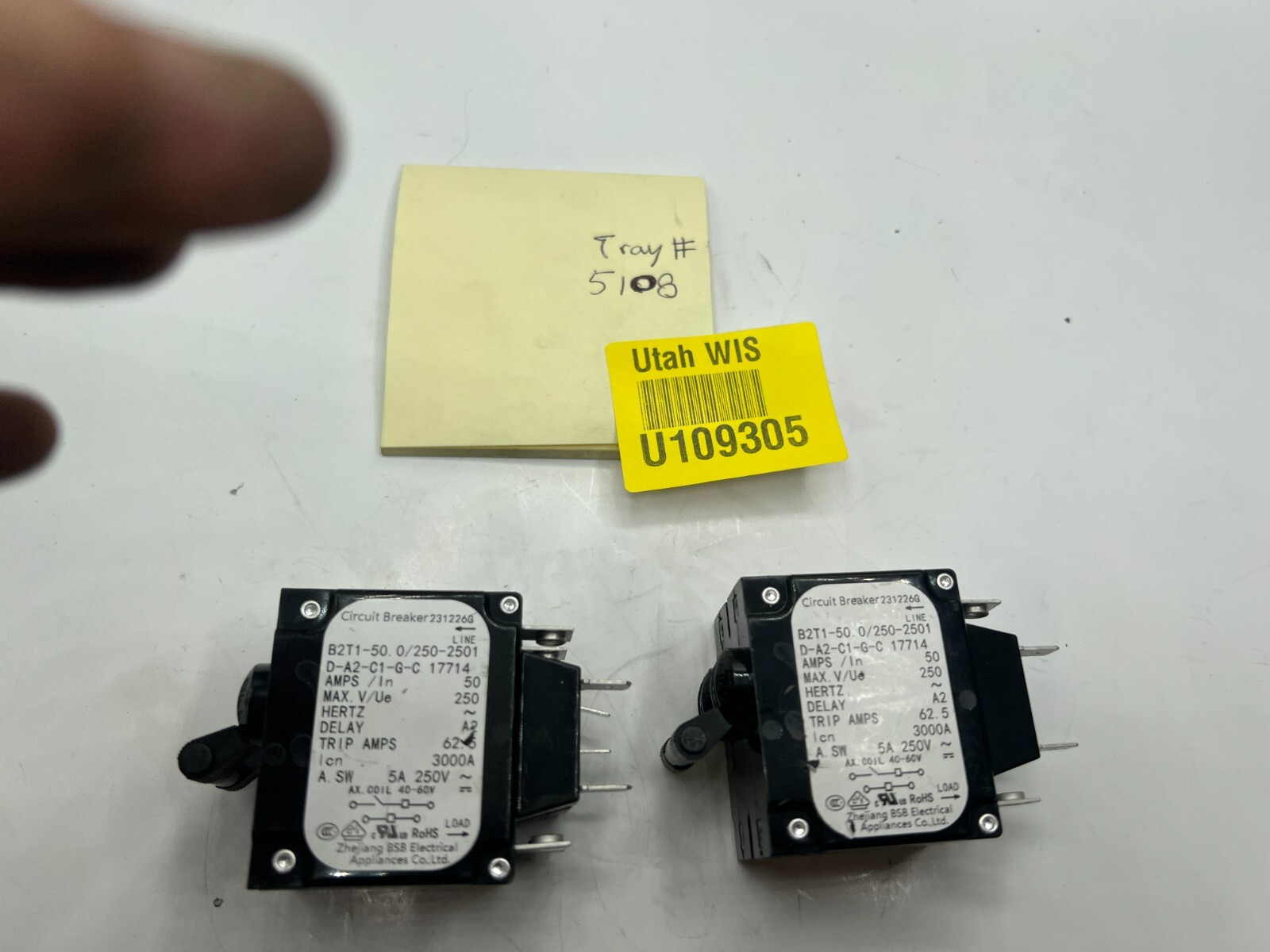 (QTY 2) BSA Zhejiang OEM B2T1-50.0/250-2501D-A2-C1-G-C, Circuit Breaker, 231226G