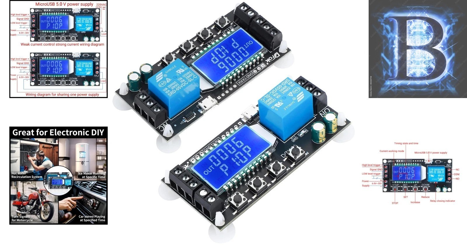 Versatile Time Delay Relay Module 2pcs – 9999 Minute Delay Switch Board