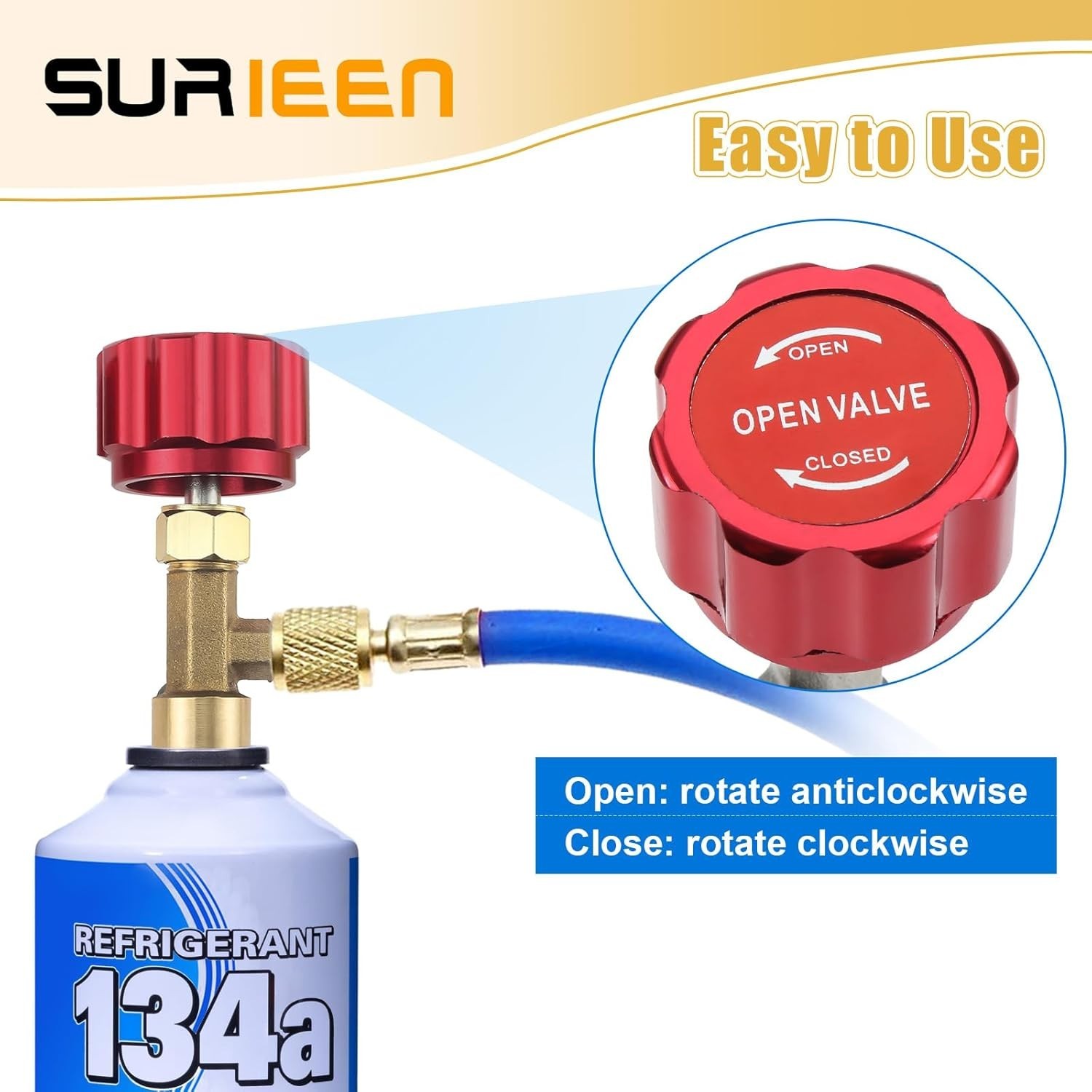 R134A Can Tap Valve – Self-Sealing & Puncture Style w/ Tank Adapter for A/C