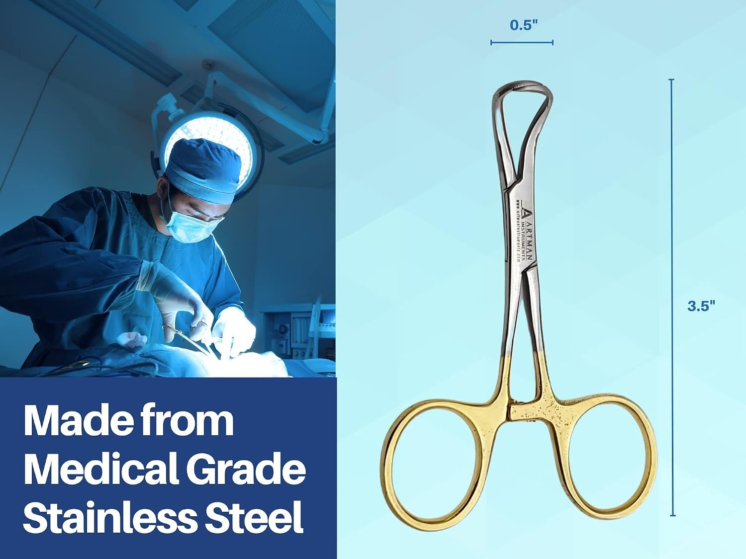 Towel Clamp Backhaus Forceps Gold Plated 3.5″ Medical Surgical Instrument ARTMAN