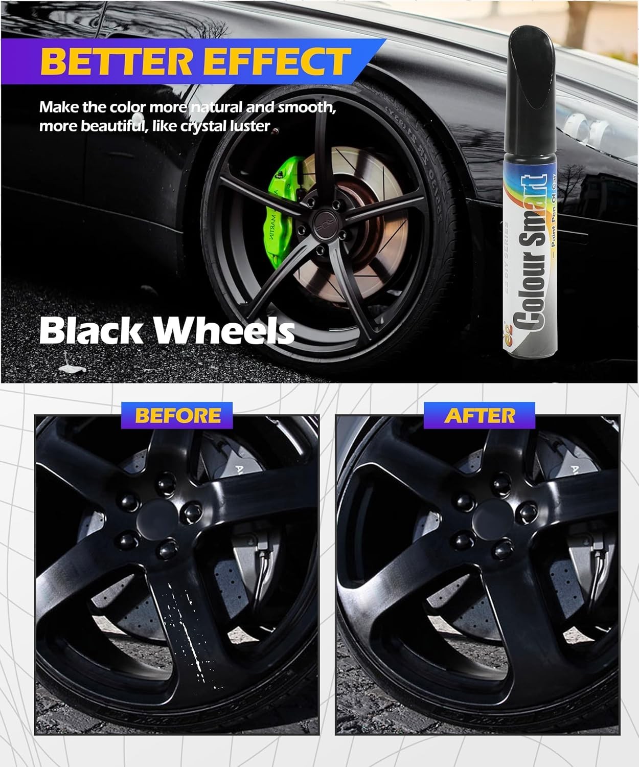 Black Touch-Up Paint Pen for Car Scratch and Wheel Rim Repair