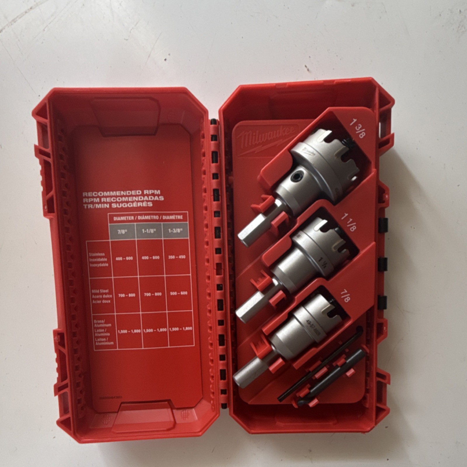 Milwaukee Carbide-Tipped Hole Cutter Kit 49-22-8610 4pc 7/8 1-1/8 1-3/8 in