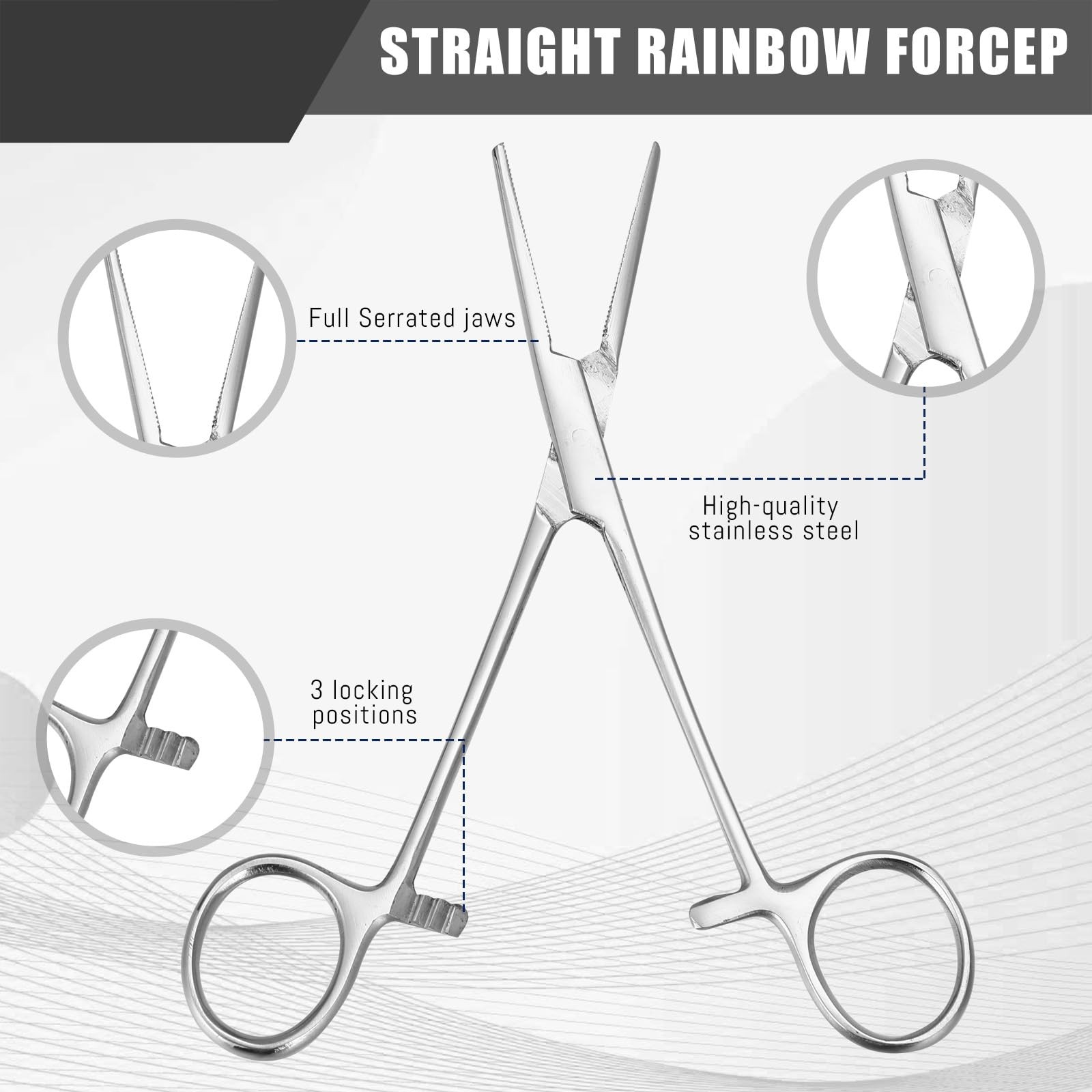BBTO Hemostat Curved and Straight Forceps Piercing 5.5 Inch, Silver