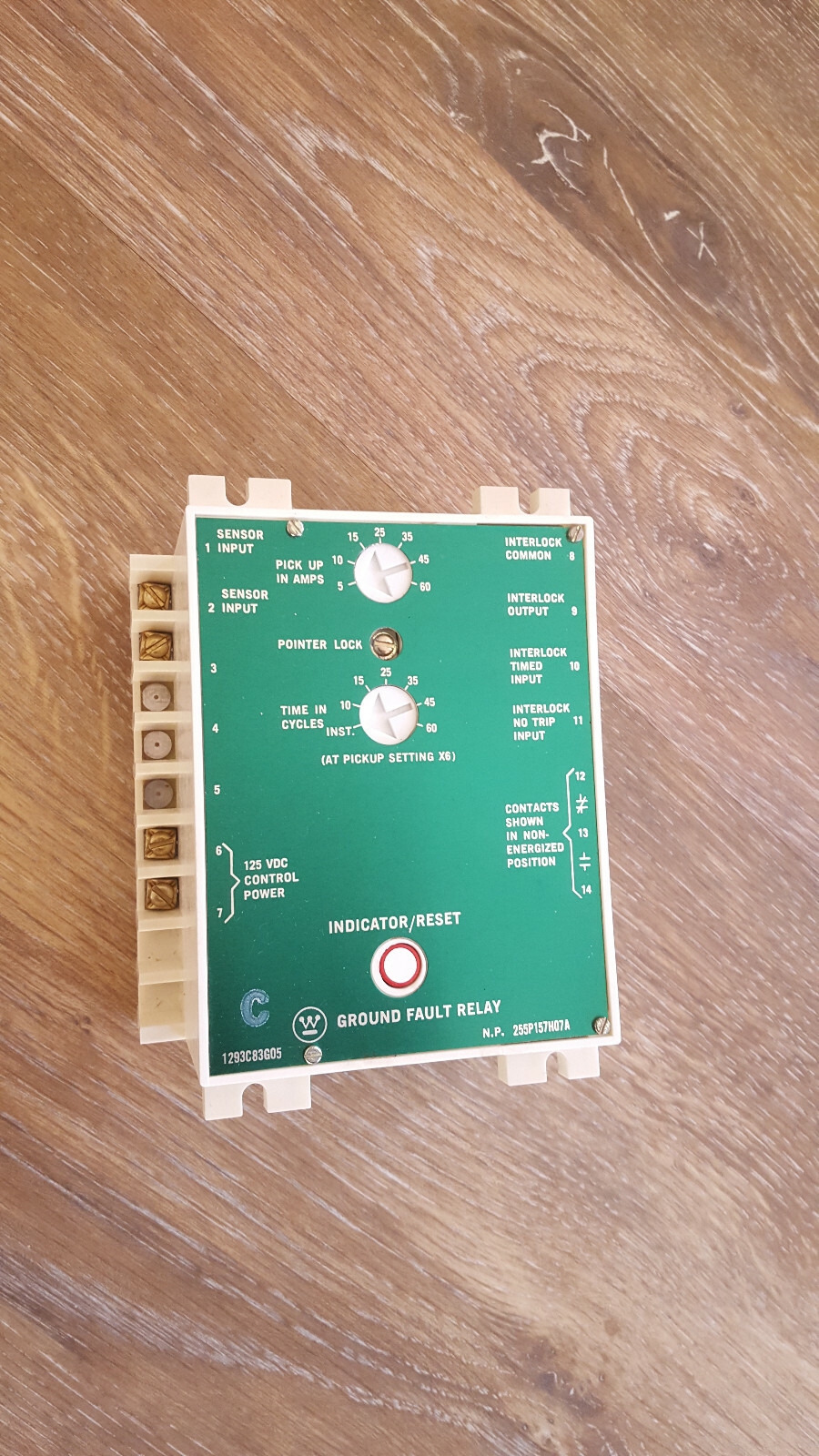 Westinghouse 1293C83G05 Ground Fault Relay 255P157H07A 120V 125A
