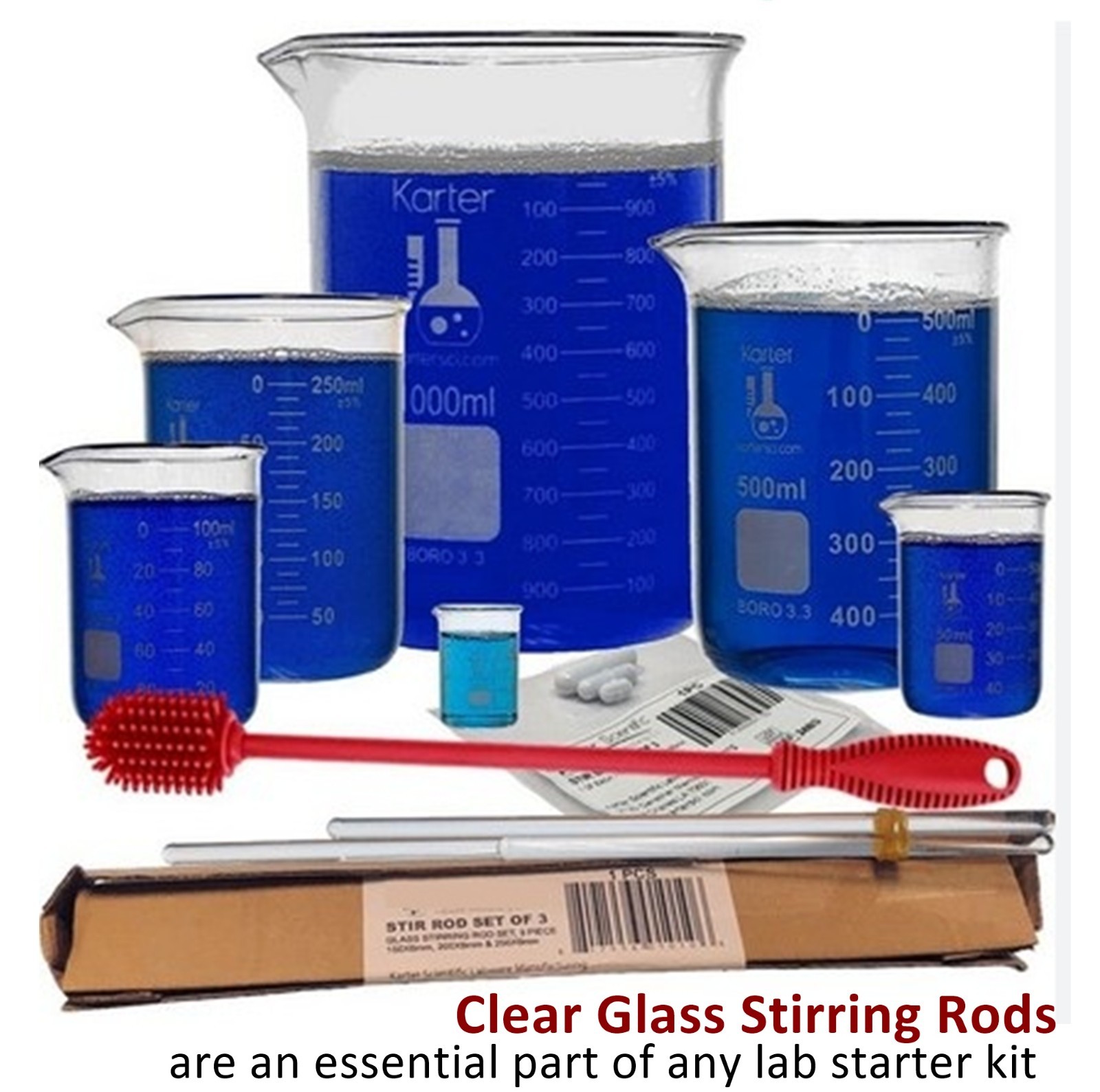 12 Pack Glass Stirring Rods 12″ Length for Science Education, Lab & Kitchen Use