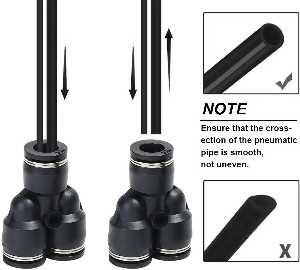Air Line Union Push To Connect Air Fittings Y-Spliter For 3/8″ OD Pneumatic 5Pcs