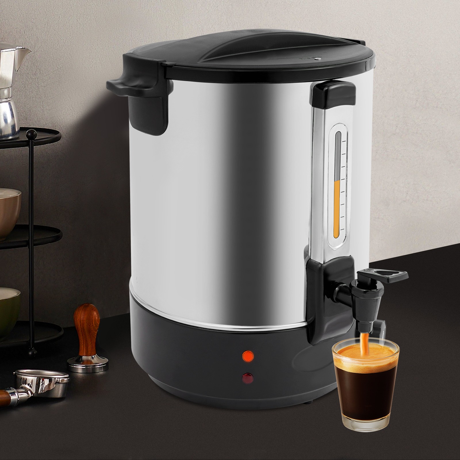 38L Commercial Eletric Hot Water Dispenser Countertop Water Boiler 110V Black