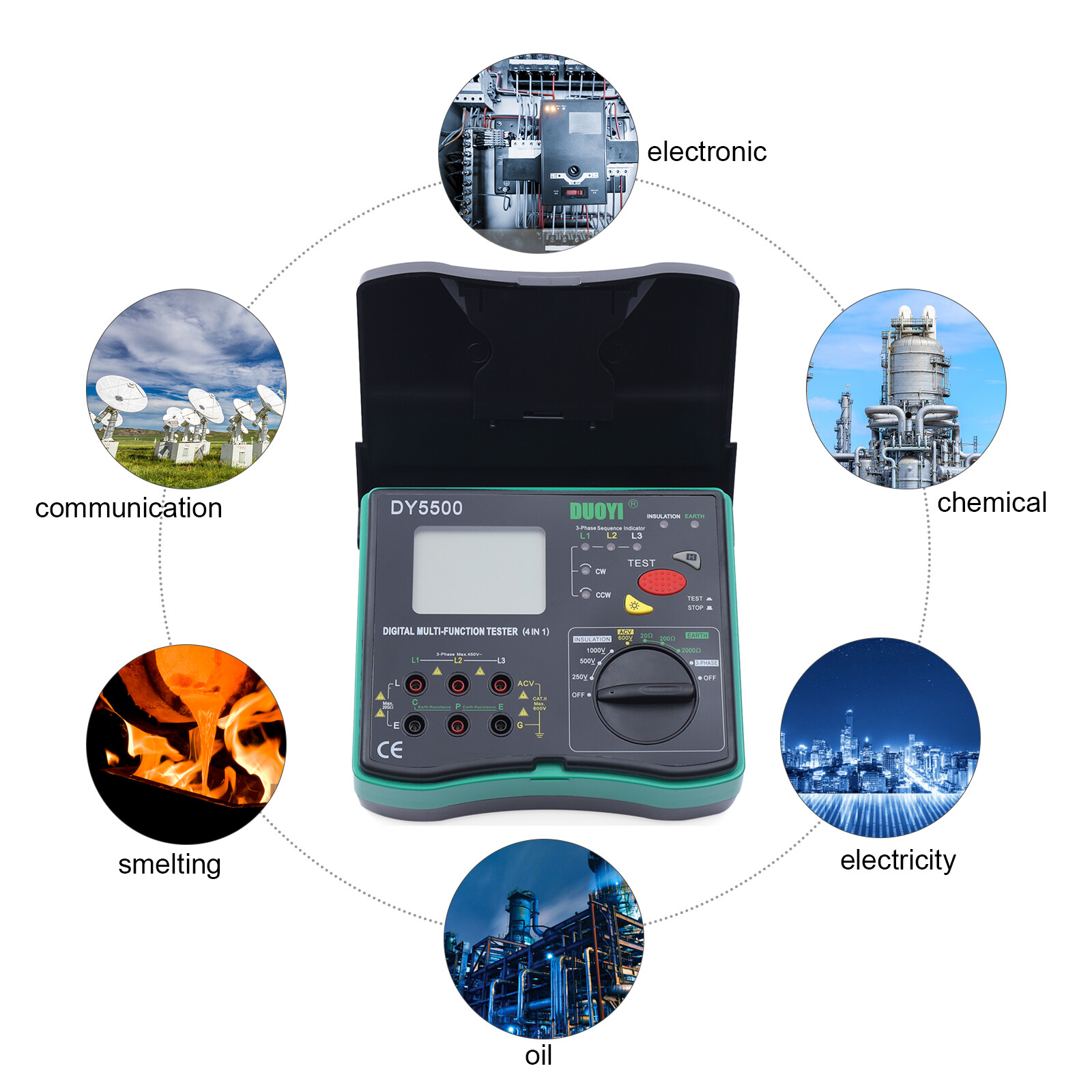 Digital Resistance Meter Ground Earth Insulation Tester 0.01 to 2000 ohm DY5500~