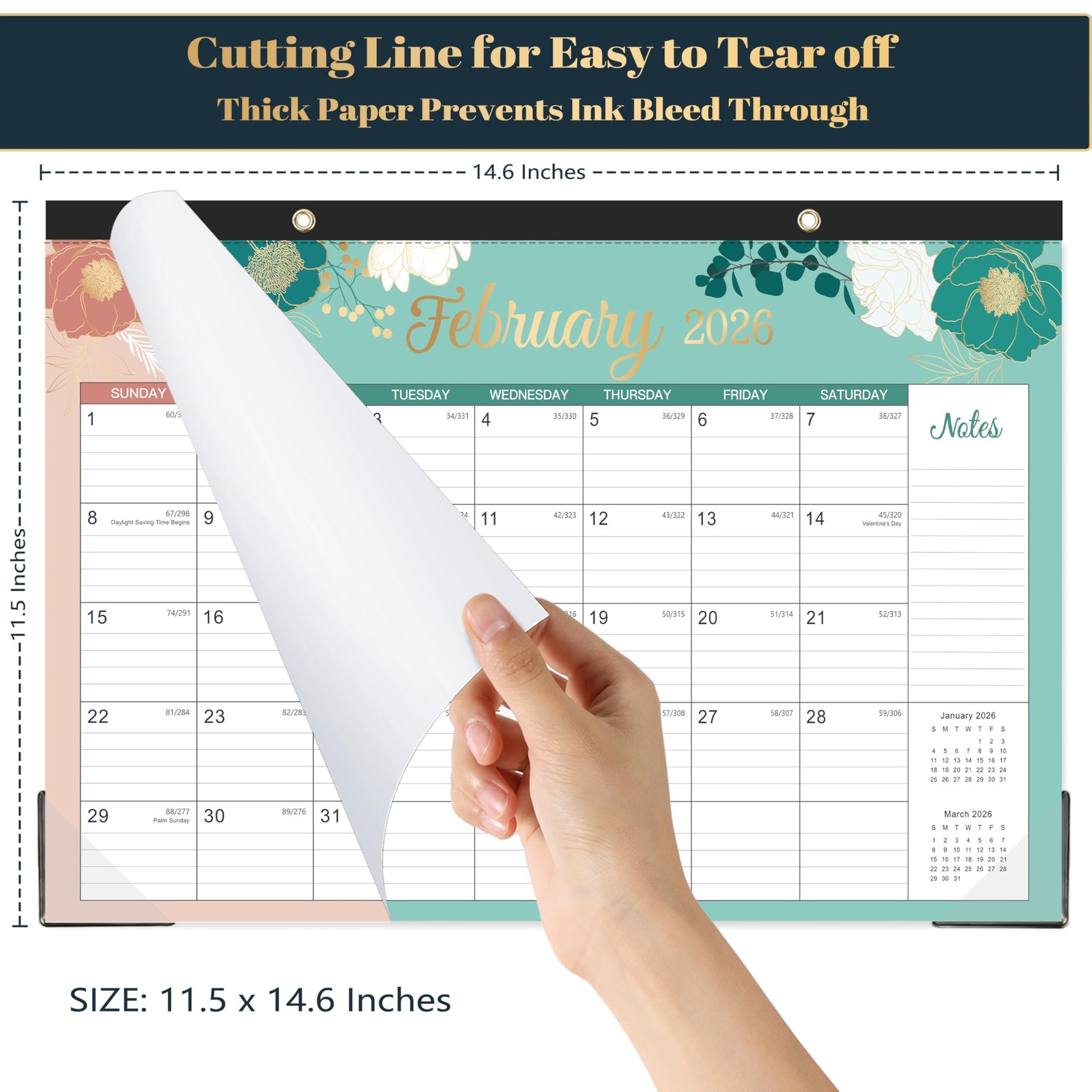2026 Desk Wall Calendar Jan Dec 12 Months 15×12 Inch Planner Corner Protectors