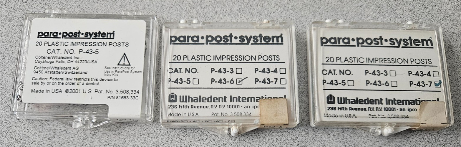 Coltene Whaledent ParaPost XP Impression Posts Plastic 20/PACK -SEE DESCRIPTION