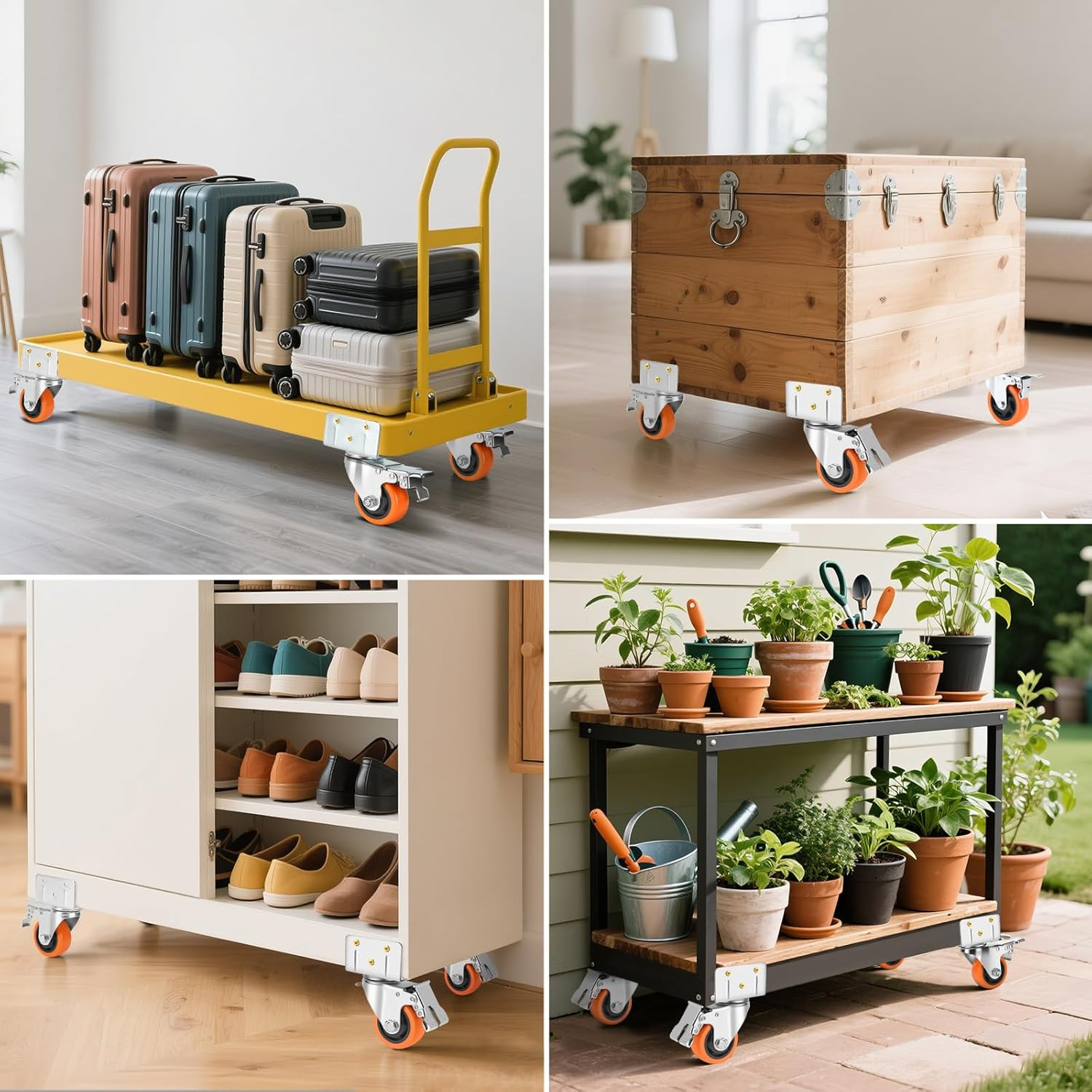 Caster Wheels,3 Inch L-Shaped Casters Set of 4 Heavy Duty for Furniture | Indust