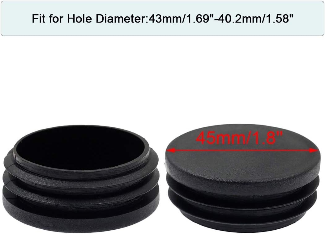4PCS 45mm 1 3/4 Inch Round Plastic Plug, Round Black Plastic End Cap, Pipe Tu…