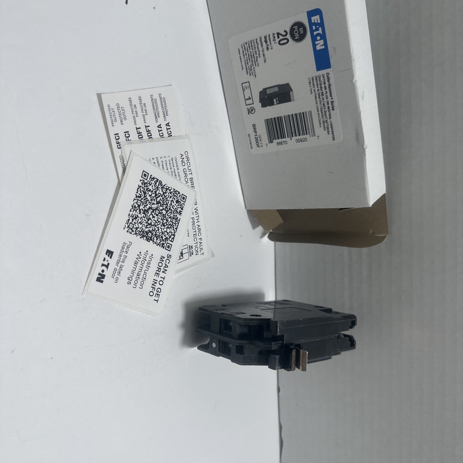 Eaton BRP120DF 20 Amp Dual Function AFCI GFCI Plug-On Neutral Breaker New