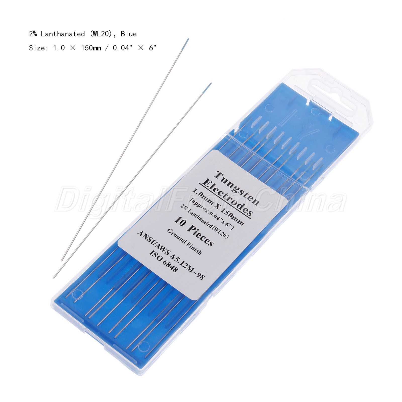 2% Lanthanated WL20 Blue Tip TIG Welding Tungsten Electrode 1.0mm x 150mm 10Pcs