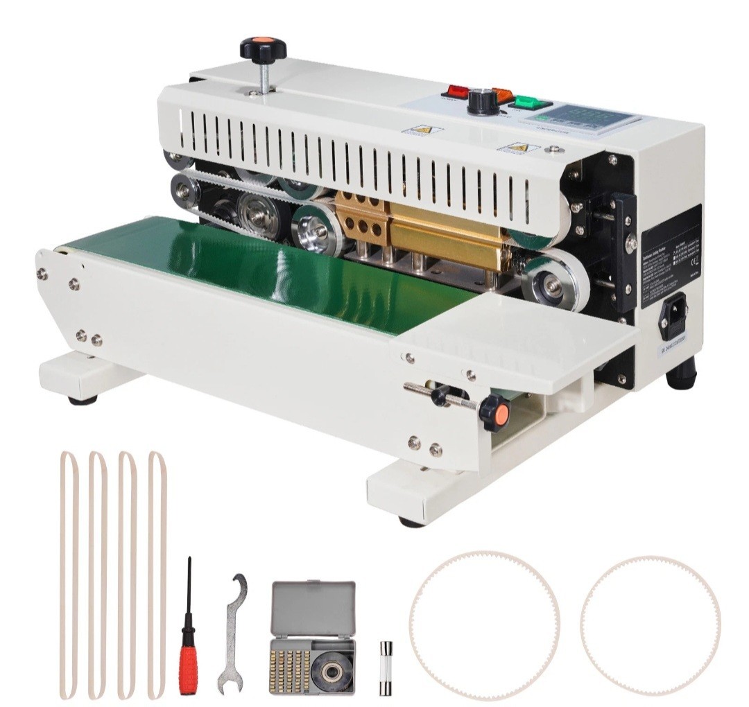 Vevor Continuous Bag Sealing Machine Horizontal Carbon Steel .02-.8mm Bag Films