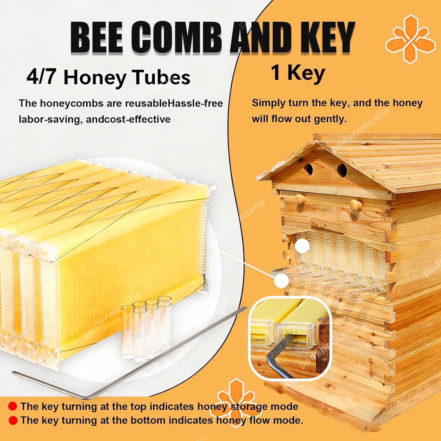 2-in-1 Auto Seedding Beehive Starter Kit Wooden Auto Honey Hive + 7 Auto Frames
