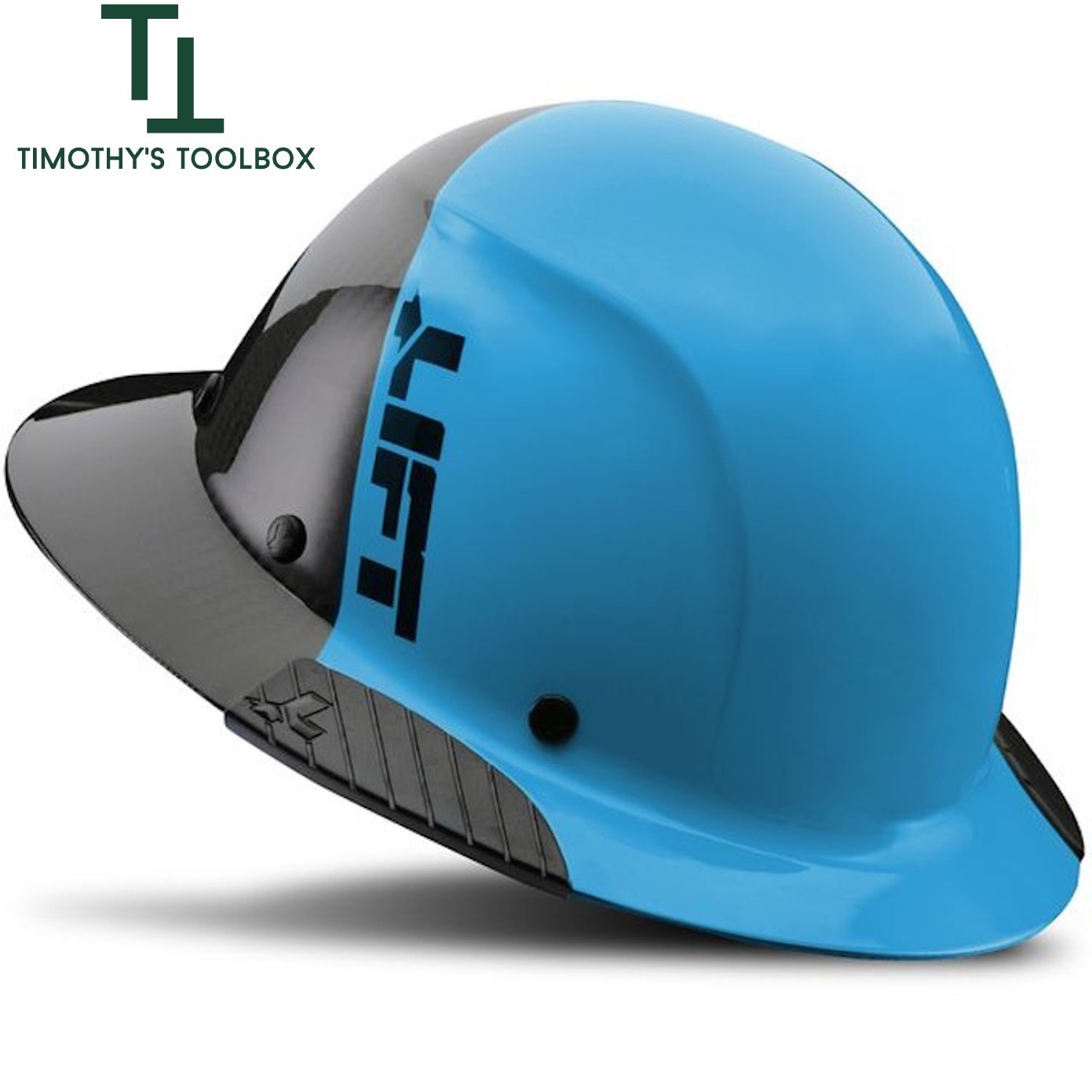 Lift Safety DAX 50/50 Carbon Fiber Full Brim Hard Hat – Black / Cyan HDF50C-24CC