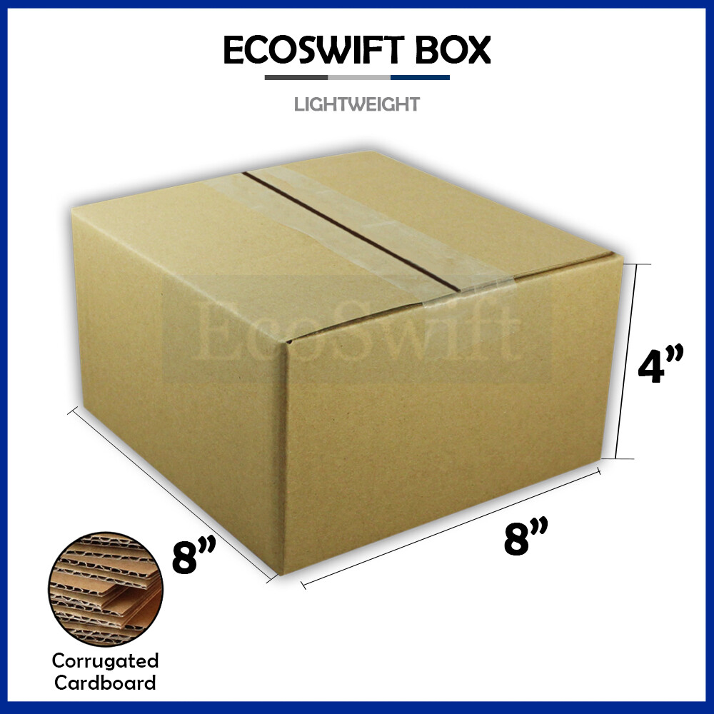 1-Box 8x8x4 EcoSwift Cardboard Packing Moving Shipping Box Corrugated Carton