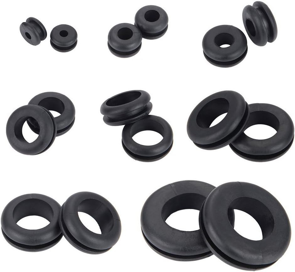 180 Pieces Rubber Grommet Assortment Kit Electrical Conductor Eyelet Ring Gasket