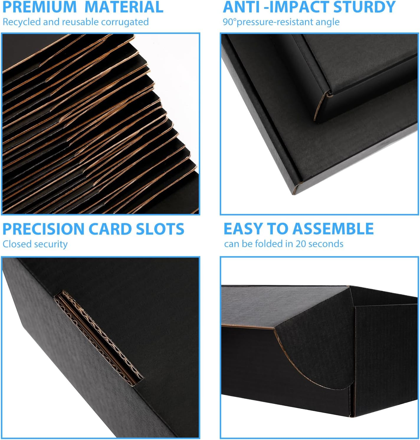 Black Shipping Boxes 6X6X3 Inches, 20 Pack | Easy Assembly, Sturdy 32 ECT Corrug