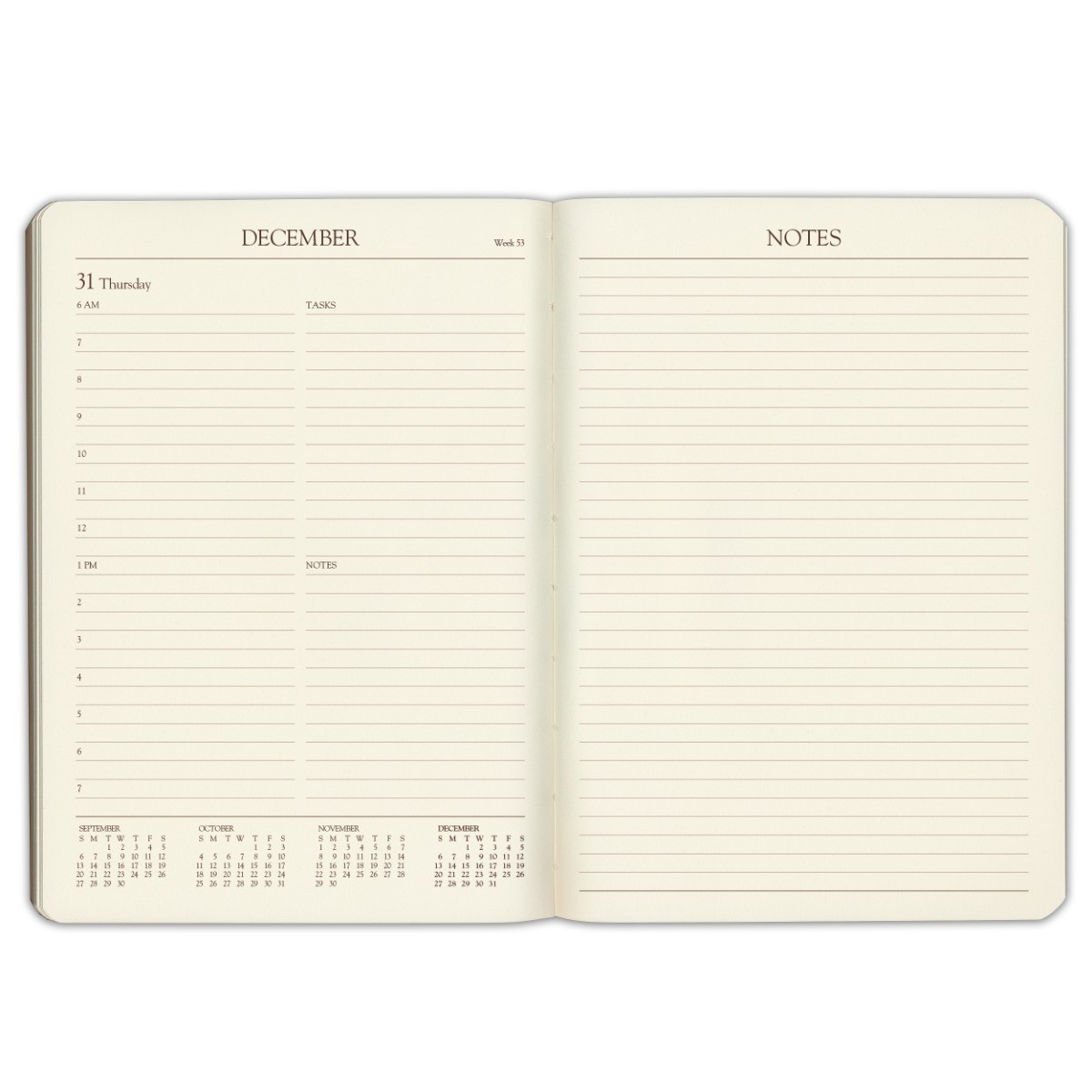 Gallery Leather Daily Planner 2027, 12 Months, Desk Calendar Notebook, 8 x 5.5″
