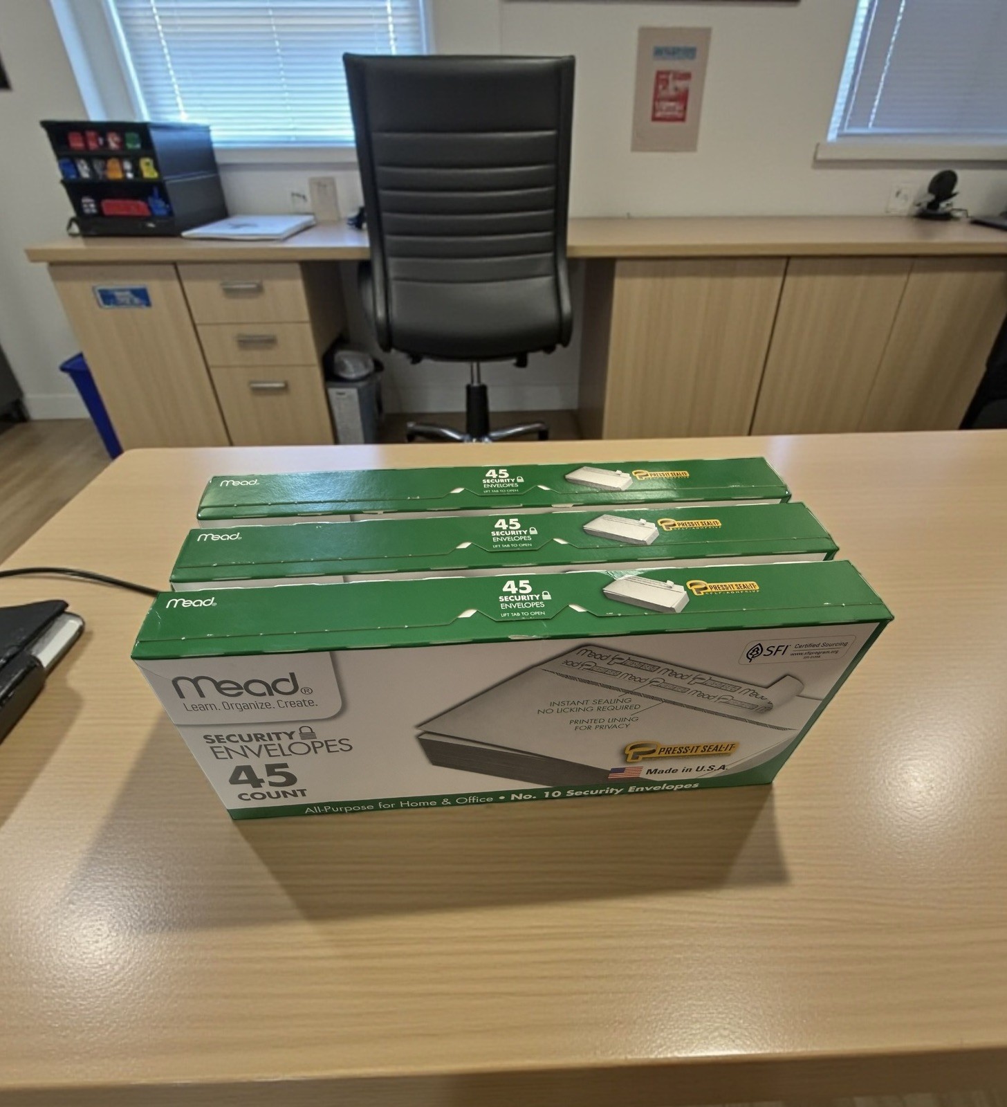 Mead No.10 Security Envelopes 3 Boxes (135 Total) Press-It Seal Privacy
