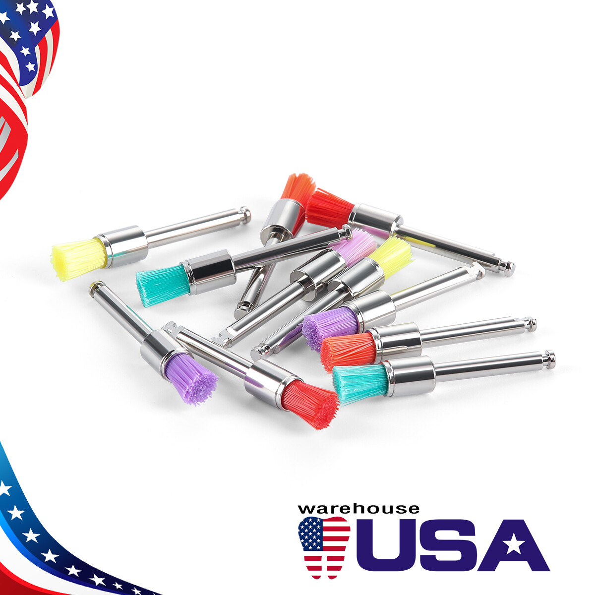 100pcs Dental Nylon Prophy Polishing Brush Latch Flat Bowl Polisher Mixed Color