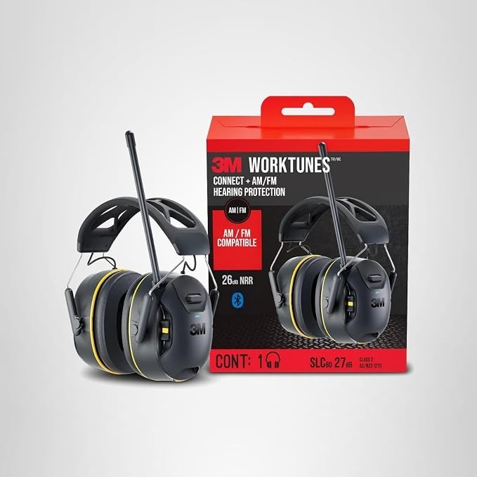 3M WorkTunes Connect + AM/FM Wireless Hearing Protector with Bluetooth Technolog