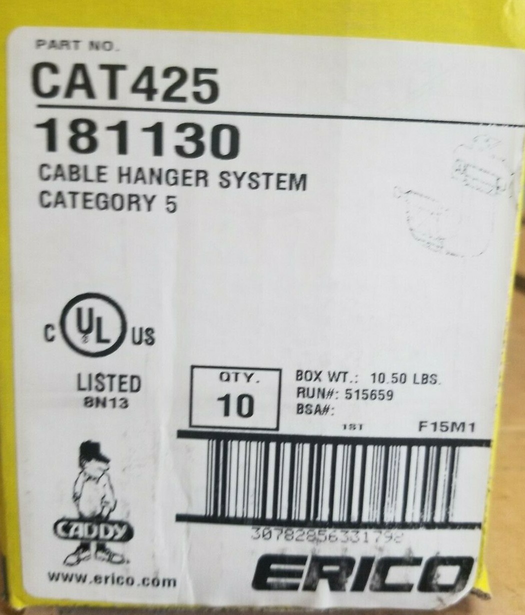 Erico Caddy, CAT425, cable hanger system. box of 10. Fast shipping!!!