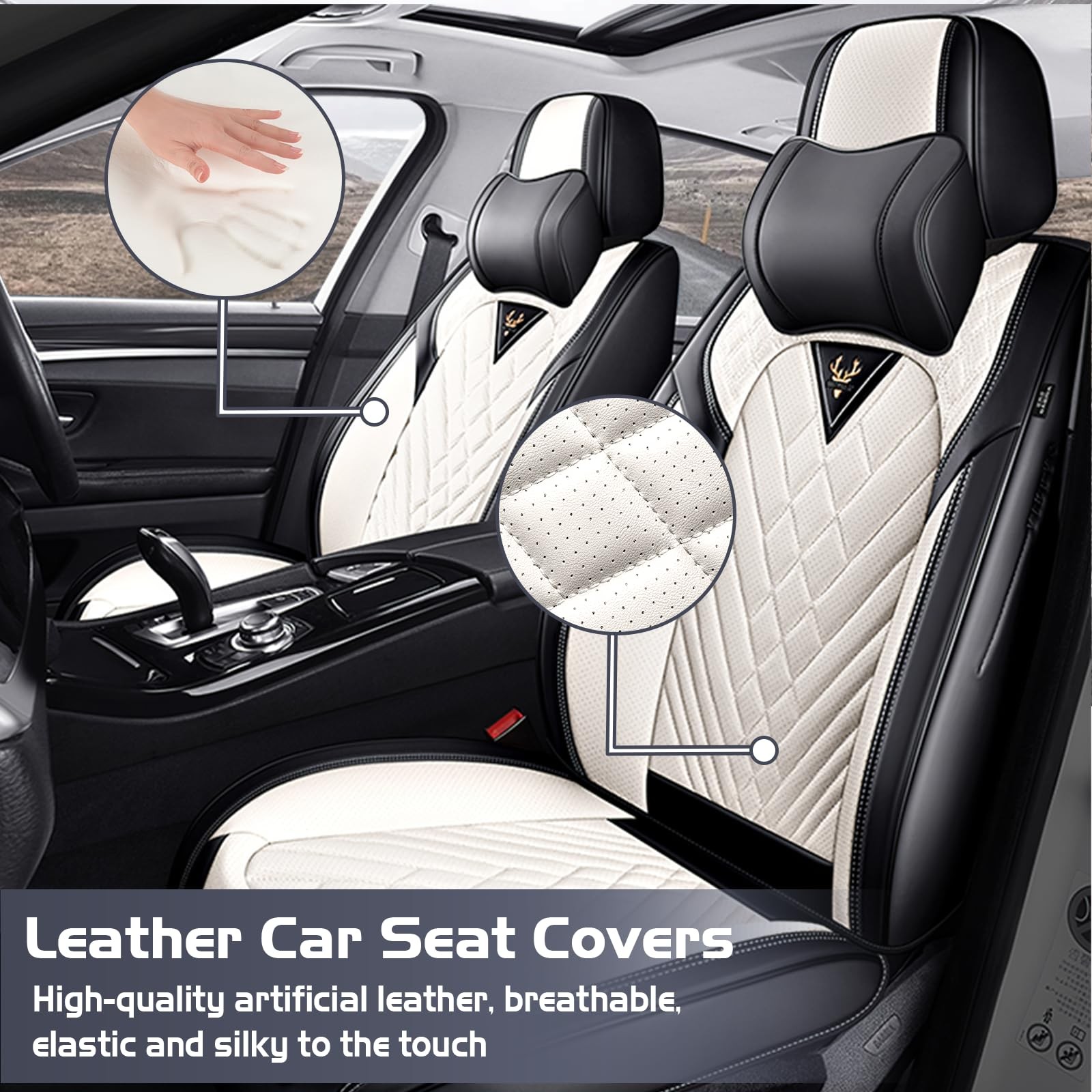 Car Seat Covers for Chrysler 300 2005 2023 Full Set Nappa Leather Black White