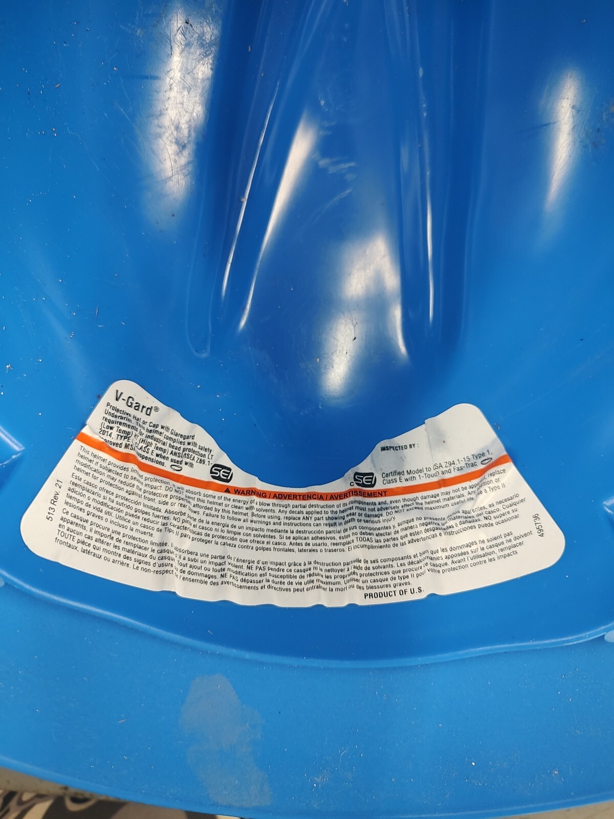 MSA Safety 475368 Full Brim Hard Hat, Type 1, Class E, Ratchet (4-Point), Blue