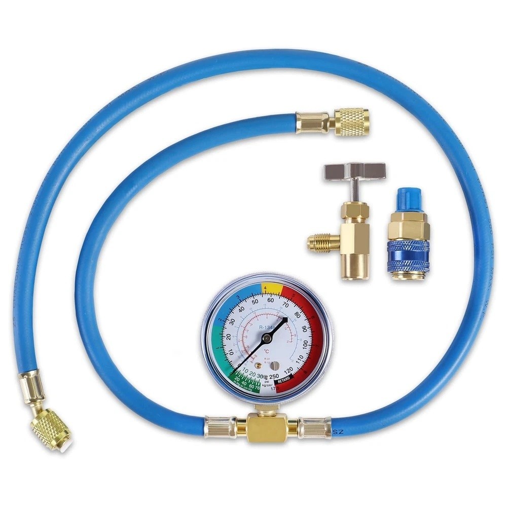 Ystool Ac U Charge Hose With Gauge Car Refrigerant R134a Recharge Tool
