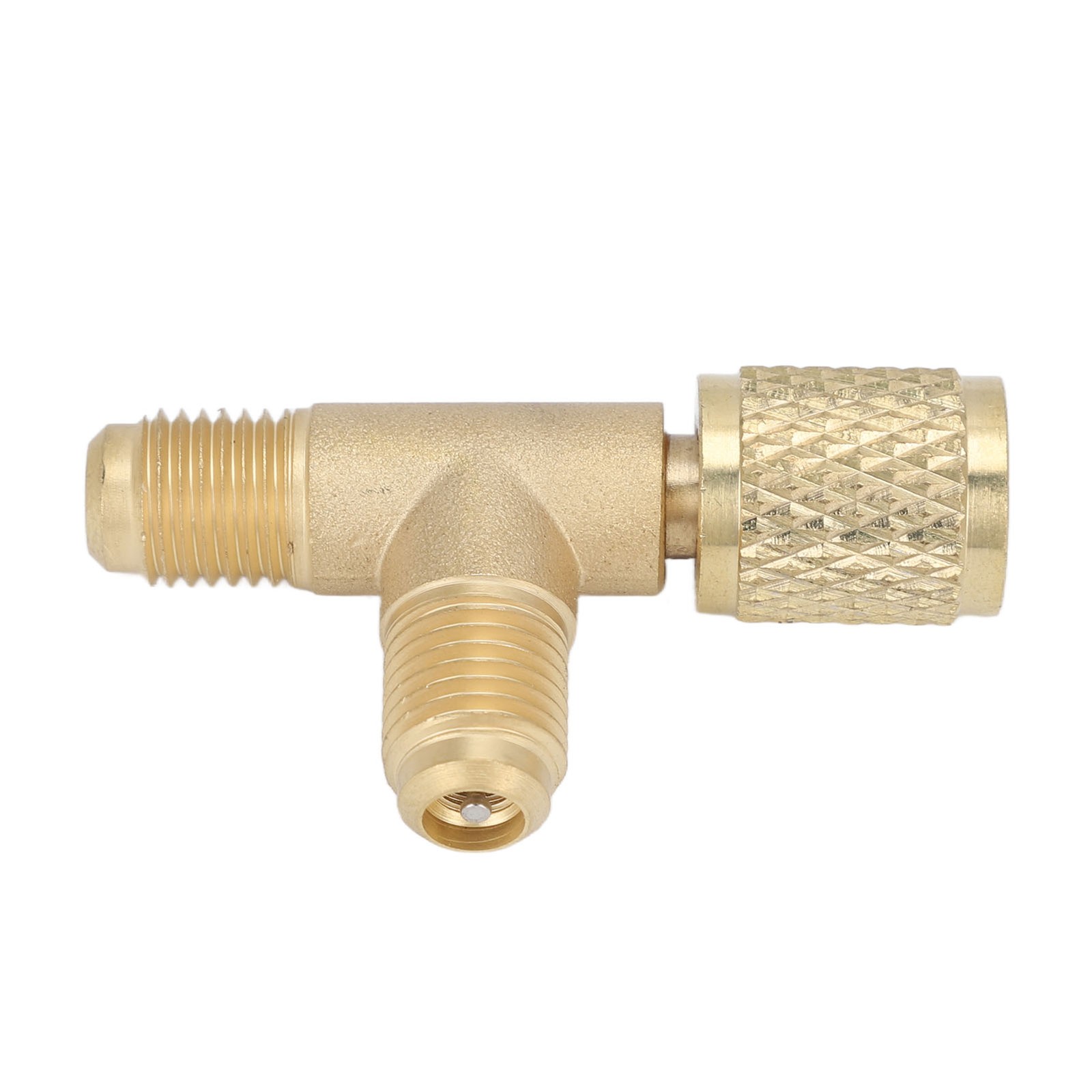 Quick Coupler Tee Adapter With Valve Core Brass 1/4in SAE Sturdy Structure