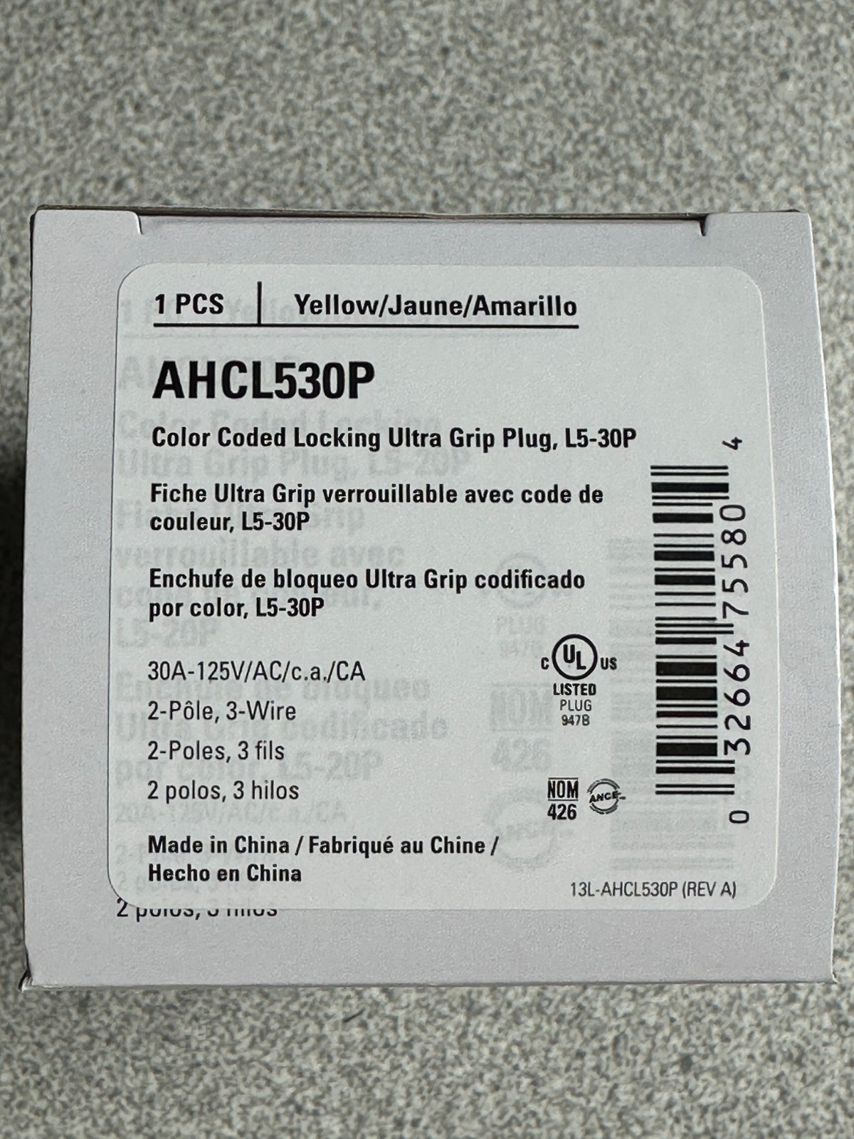 NEW LOT of 10 Eaton AHCL530P Locking Plug L5-30P 30A 125V Yellow 2 Pole 3 Wire