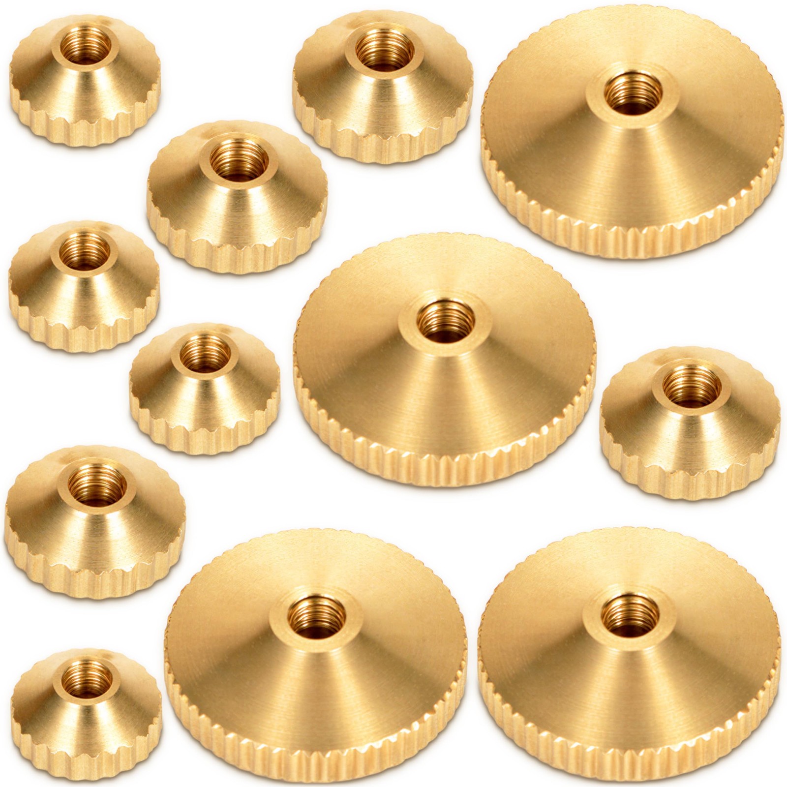 12 Pcs Brass Clock Hand Nut Assortment, 5/6/10mm, 5 mm, 6 10 yellow