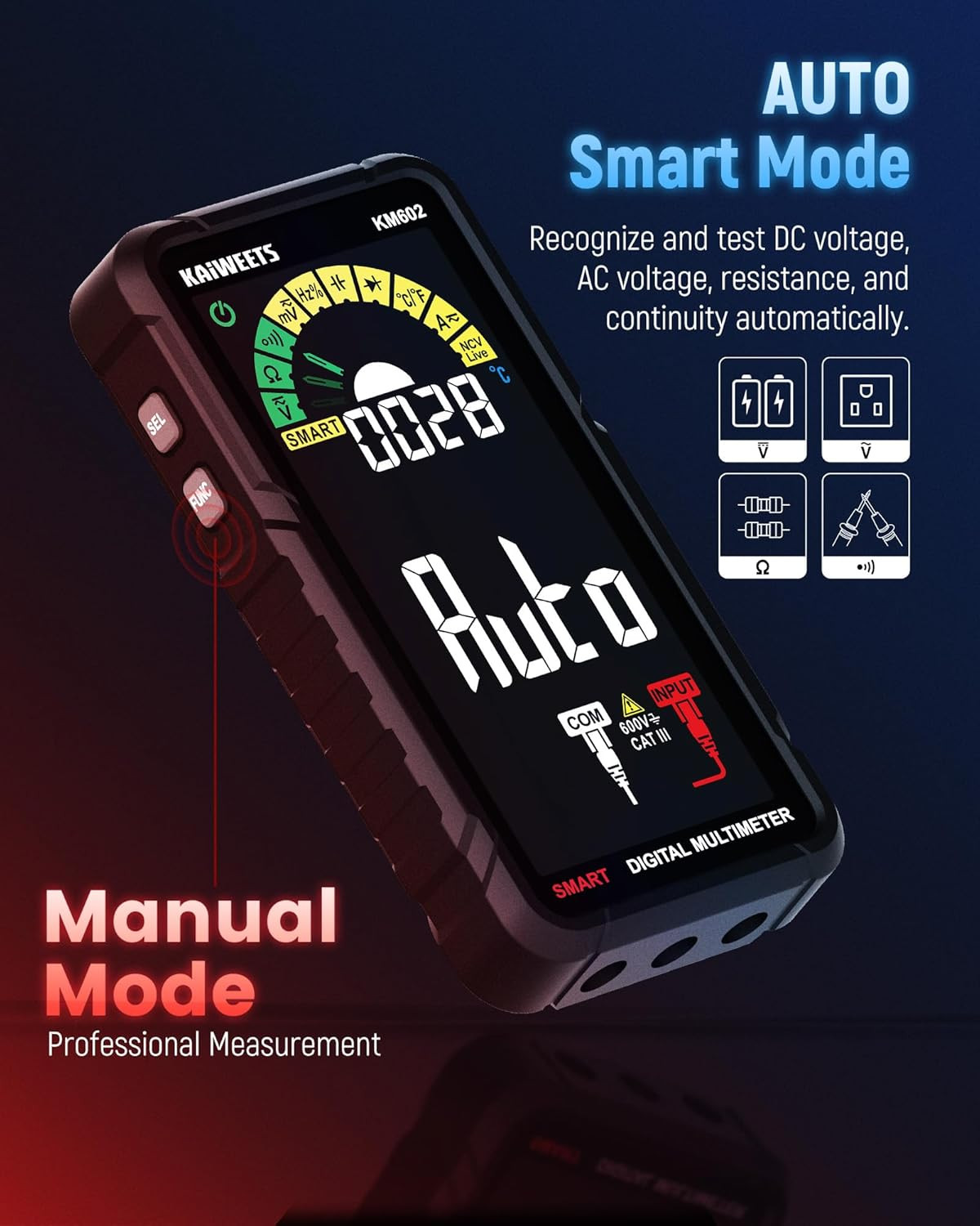 KM602 Smart Multimeter & HT100S Voltage Tester Combo – Essential Tool Set