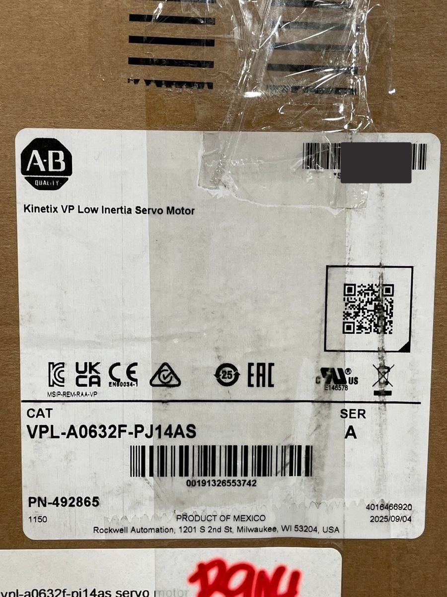 ALLEN BRADLEY Kinetix VP Low Inertia Servo Motor VPL-A0632F-PJ14AS