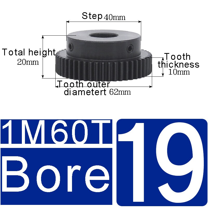 1 Mod Pinion Gear 10-150T Spur Gear With Step 45# Steel Transmission Gear 4~25mm