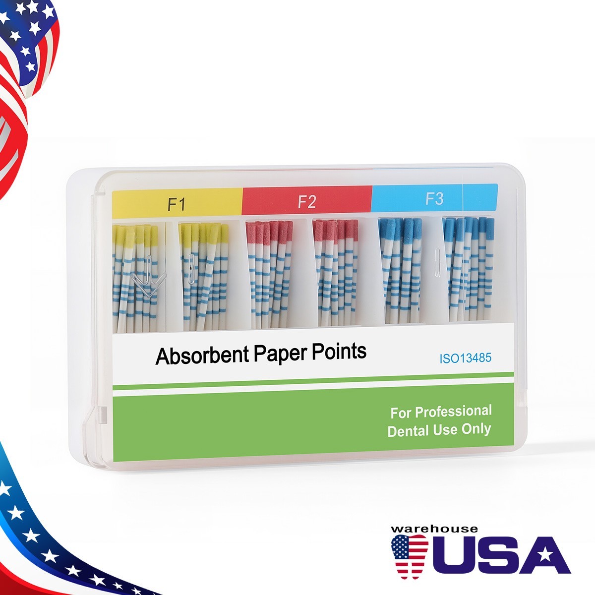 Dental Endodontic Absorbent Paper Points F1.F2.F3 with Scale Taper 100Pcs/Kit